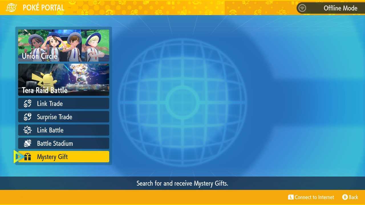 Screenshot from Pokémon Scarlet & Violet showing the Poké Portal.